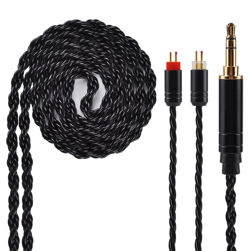 Kinboofi 6 Core Silver Plated Earphone Cable, Black Upgrade 2PIN Detachable Earphone Wire for AS10 ZS10 Pro ZS6 ZS10 ZSR ZST C10 TRN V80 V20 TFZ (3.5mm Audio Jack, 2 Pin) - Image 1